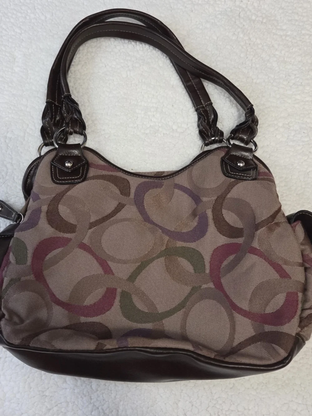 Rosetti Hobo Purse Y2k Shoulder Bag Brown Multicolor Geometric Braided Straps